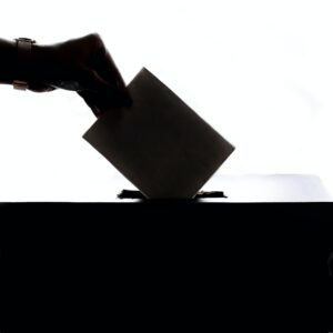 Person voting at the Ballot Box